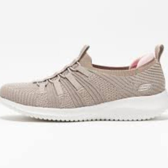Skechers Shoes - Skechers Women's Taupe Ultra Flex Knit Bungee 149903 Slip-On Sneakers Size 6.5